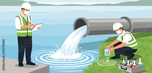 Wastewater quality from industry testing and inspection concept isometric isolated illustration