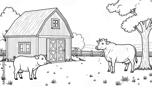 Farming Outline for Colouring Book