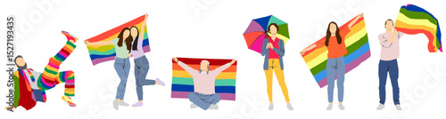 lgbt people full length flat concept of pride
