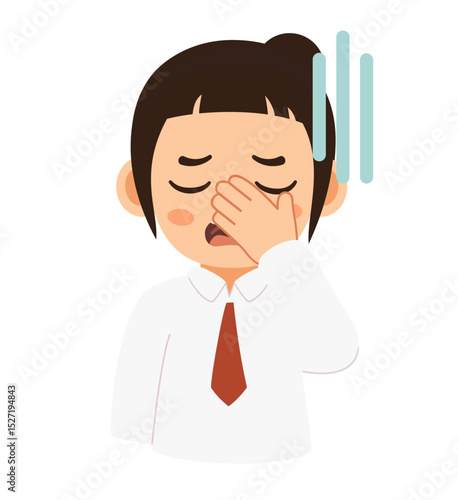 Cartoon of Exhausted Office Employee