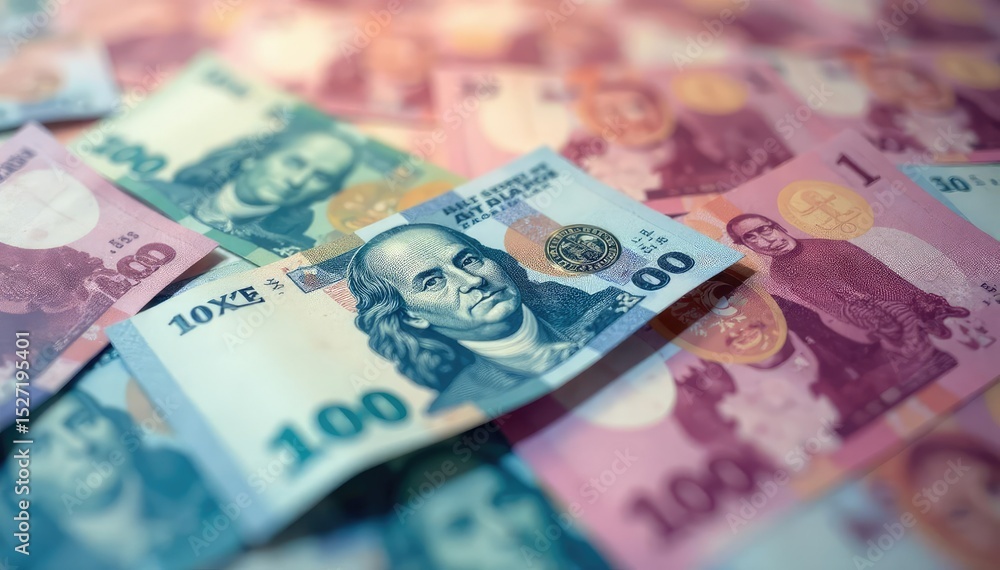 Abstract blurred banknotes, seamless backdrop, btc, currency Abstract blurred banknotes, seamless backdrop, btc, currency