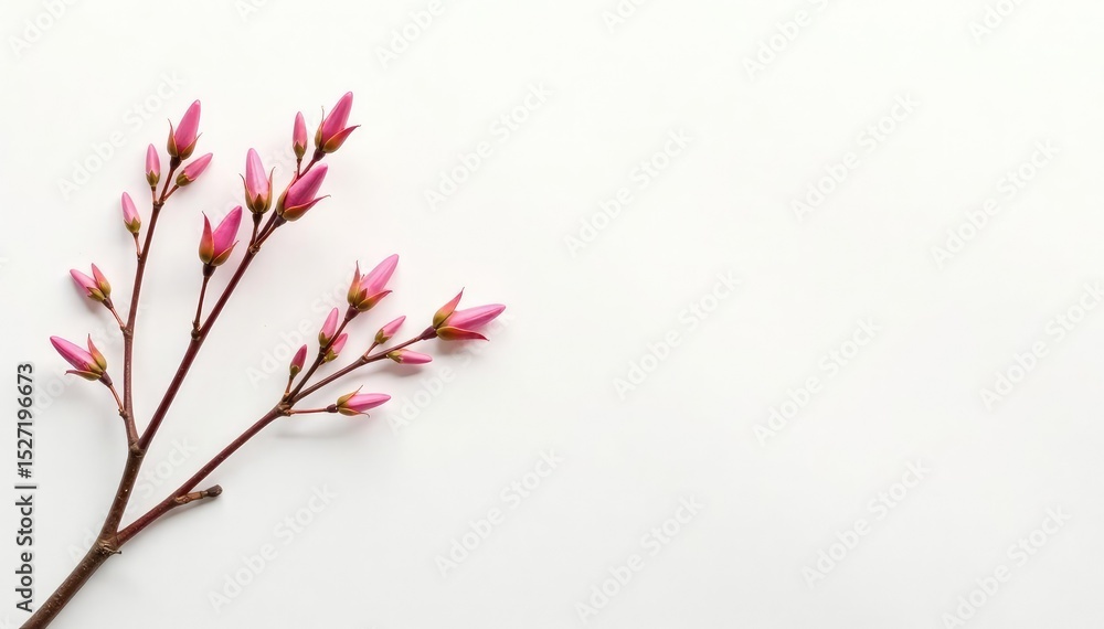 Obraz premium Delicate, minimalist floral sprigs on white background, floral, illustration