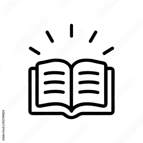 Radiant book of knowledge unfolds. Icon symbol illustration
