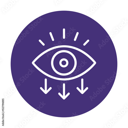 Seeing insights downward flow of knowledge. Icon symbol illustration
