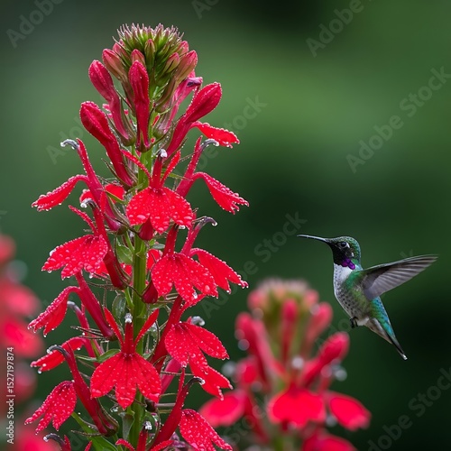 an image of cardinal flower with hummingbird