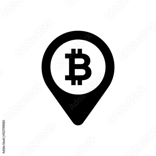 Location pin with Bitcoin symbol icon representing crypto ATMs and decentralized finance points