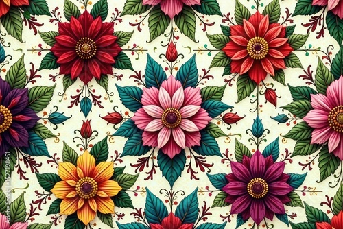 Intricate floral design repeated endlessly for various applications , texture, illustration