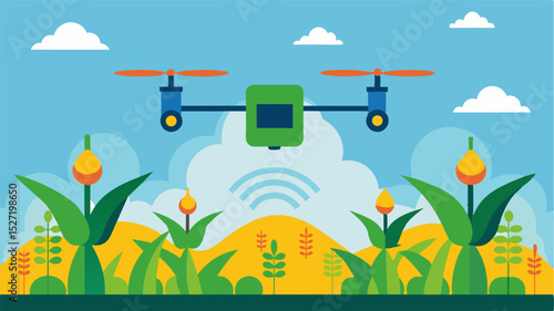A system of AIpowered drones equipped with thermal imaging sensors to detect variations in crop temperature providing valuable insights on plant health and identifying areas for. Vector illustration