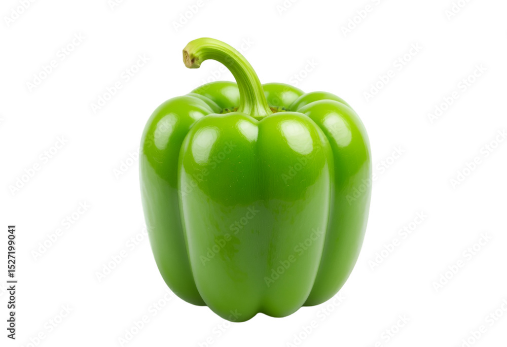 Vibrant Green Bell Pepper on White Background. Fresh and Glossy Green Vegetable Photography.ideal for food-related uses, culinary presentations, or design elements. Vibrant Green Bell Pepper on White Background. Fresh and Glossy Green Vegetable Photography.ideal for food-related uses, culinary presentations, or design elements.