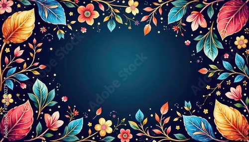 Vibrant paisley floral, teardrop shapes & flowing lines, leaf, swirl, exotic