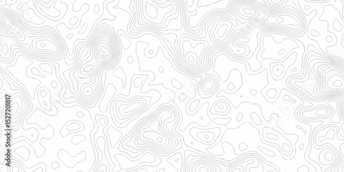 Vector geographic contour map. Topography map background. Black, white wave Seamless line. Topography relief. White wave paper curved reliefs abstract. Topographic map patterns, topography line map.	