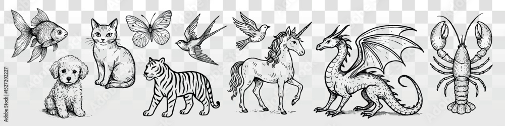 Fototapeta premium Whimsical vintage sketch collection vector