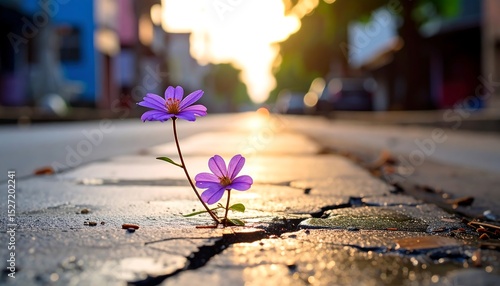 Resilience: Flowers Blooming Through City Cracks
