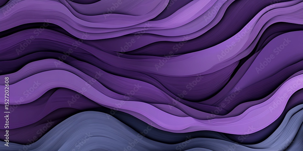 Obraz premium Violet Gradient Layers Artistry, Abstract Wavy Flowing Background Texture