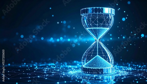 Fototapeta Naklejka Na Ścianę i Meble -  Digital Hourglass: Time's Passage in the Digital Age