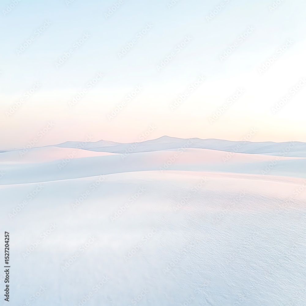 Naklejka premium “Aerial Pink-Dawn Snowy Plain – Serene Winter Landscape Photography”