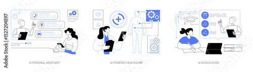 AI in Daily Assistance abstract concept vector illustrations.