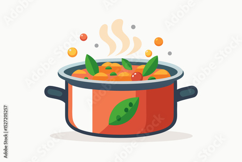 cooking pot with bubbling stew