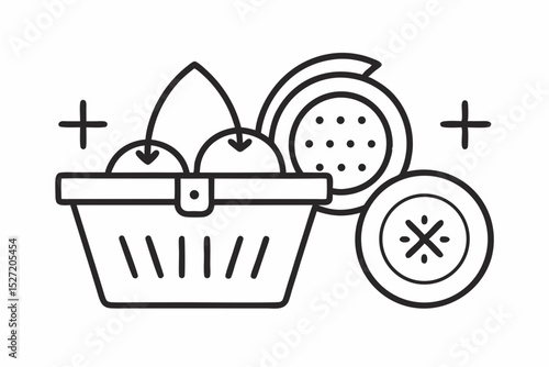shopping basket juice line icon