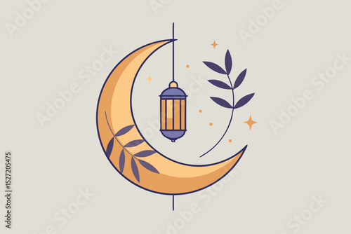 crescent moon lantern minimal icon