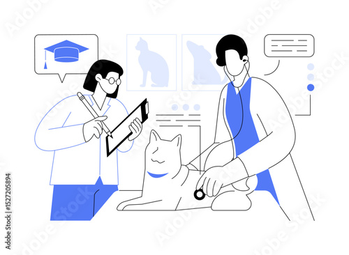 Supervised clinical practice isolated cartoon vector illustrations.