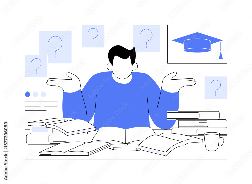 Fototapeta premium Choosing thesis topic isolated cartoon vector illustrations.