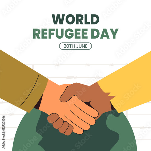 Flat Style Cartoon Illustration for World Refugee Day Awareness Post on Social Media
