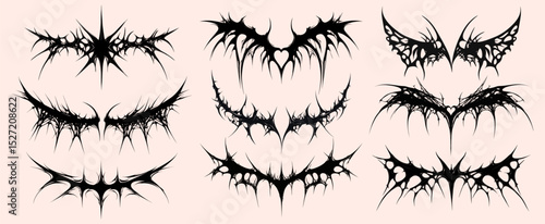 Intricate tribal bat designs, element vector set