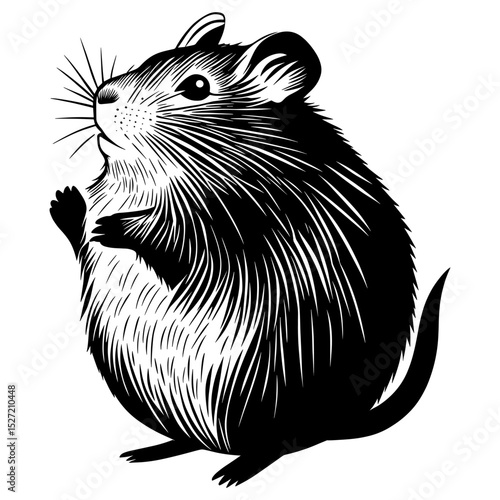 Hamster dance wood block print animal rodent illustration vector