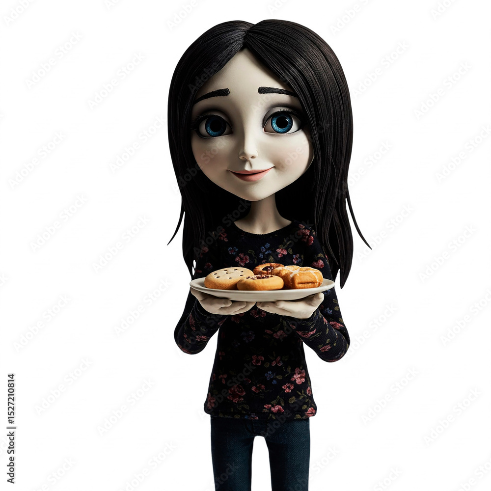 Smiling Cartoon Girl Offering Cookies Smiling Cartoon Girl Offering Cookies