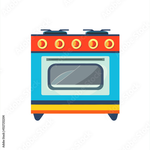 Oven kitchen appliances illustration colorful design vector