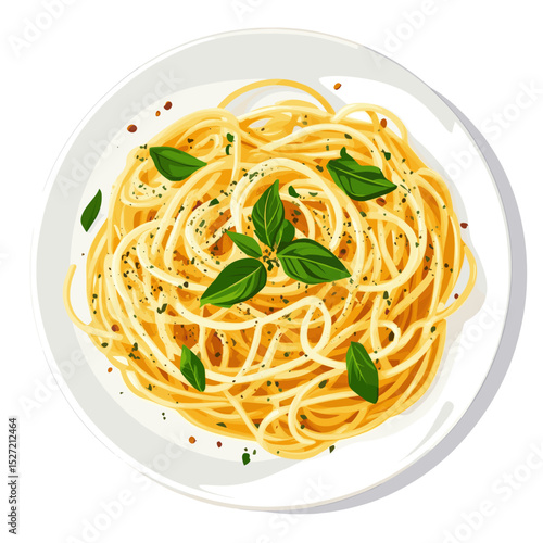 Spaghetti Aglio e Olio spaghetti pasta plate vector