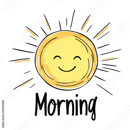 Doodle outline sun morning art illustration vector