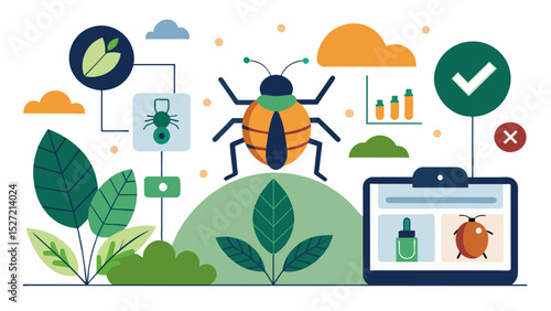 An AIdriven pest management system using data from weather pest populations and crop vulnerability to create targeted and environmentallyfriendly solutions for pest control.. Vector illustration