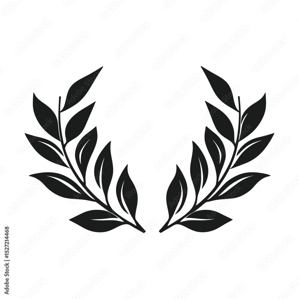 Leaves branch wreath leaf laurel black vector Leaves branch wreath leaf laurel black vector