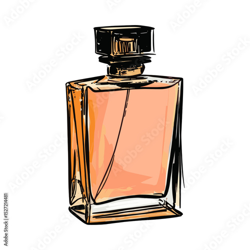 Perfume bottle cosmetics elegant art vector