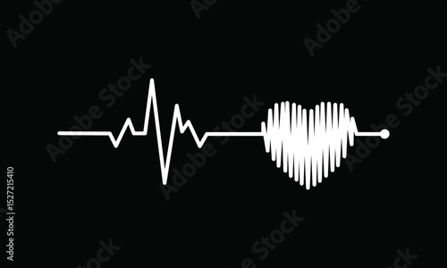 set of icons and symbols ECG - EKG signal, Heart pulse line concept design

