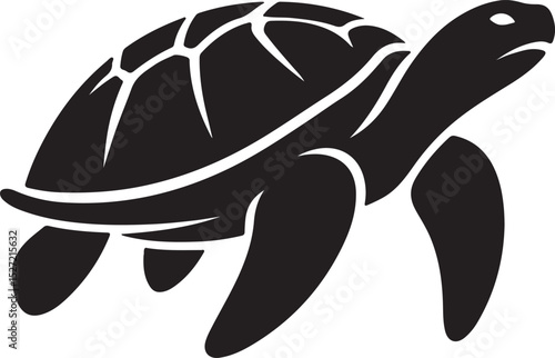 Turtle Black Silhouette Vector, Sea Animal Clipart & Ocean Wildlife Design