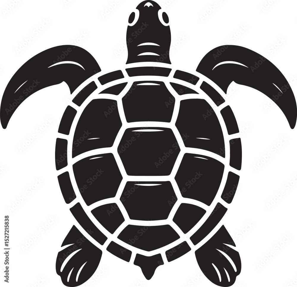 Obraz premium Turtle Black Silhouette Vector, Sea Animal Clipart & Ocean Wildlife Design