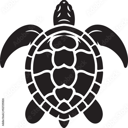 Turtle Black Silhouette Vector, Sea Animal Clipart & Ocean Wildlife Design