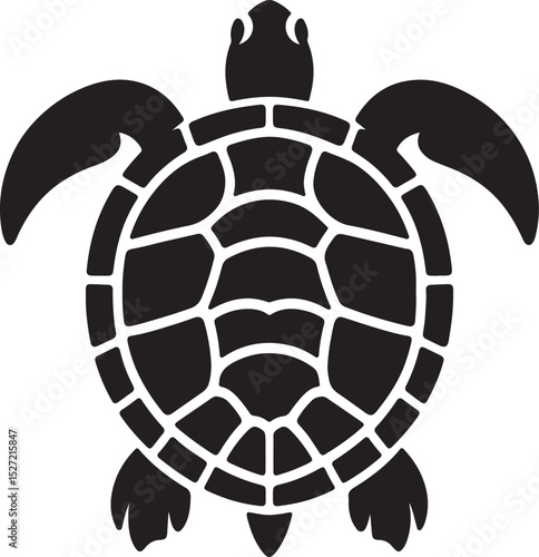 Turtle Black Silhouette Vector, Sea Animal Clipart & Ocean Wildlife Design