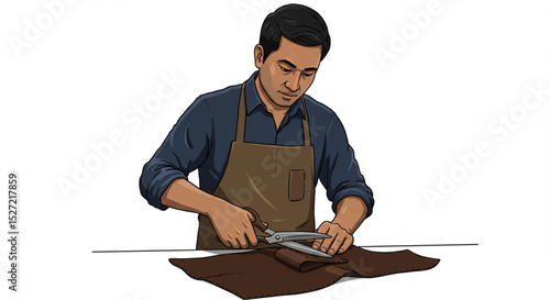  Craftsman cutting leather. vector