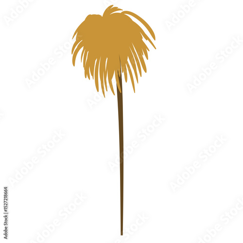 Flat illustration of a tropical palm tree with drooping leaves, ideal for beach scenes, desert oases, or exotic nature visuals.