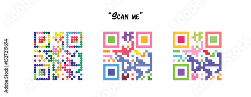Colorful QR code vector file. Digital code identification scan. information or payment bar code. QR retail app scan. vector
