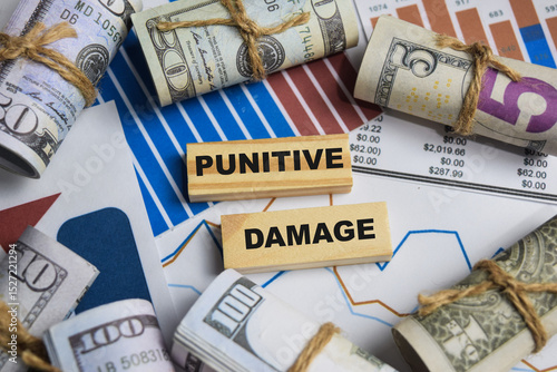 Concept of Punitive damage. Wooden block with words Punitive damage