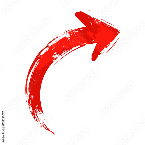 Red curved arrow drawn design appliance red arrow vector