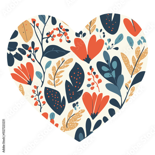 Carttoon heart icon pattern leaves leaf vector