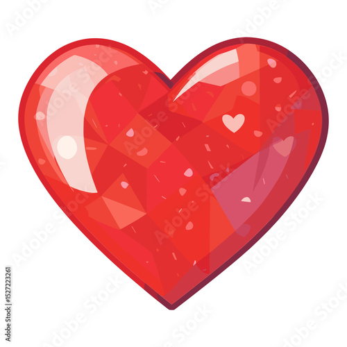 Carttoon heart icon valentine's geometric romantic vector