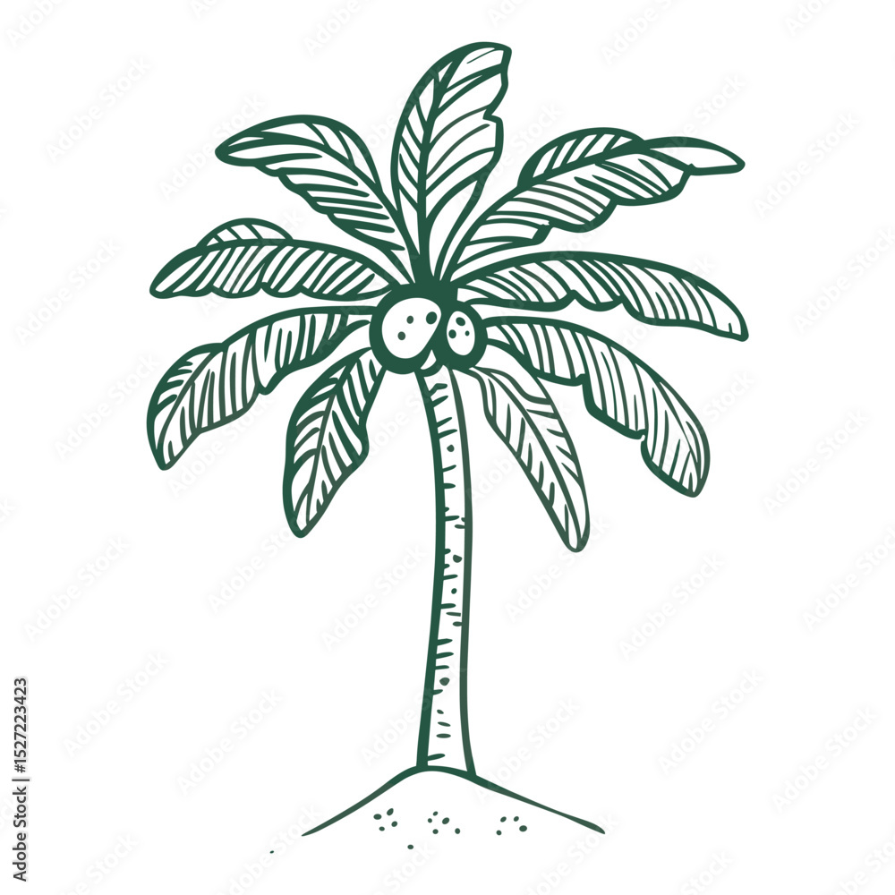 Obraz premium Palm tree drawing art illustration vector