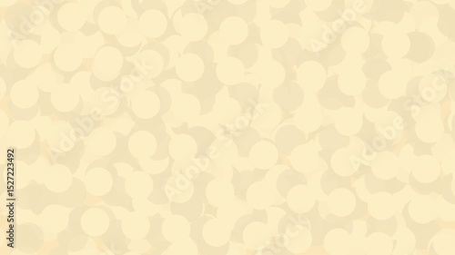 ベージュ系ドットの円がランダムに浮遊、回転、動く抽象的なイラスト背景